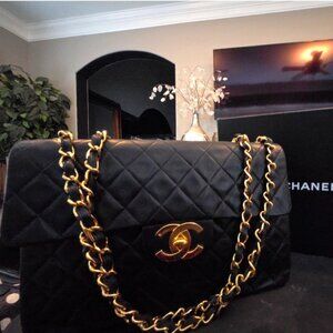 Authentic Preloved Chanel Matelasse  Lambskin Quilted XL Jumbo Single Flap